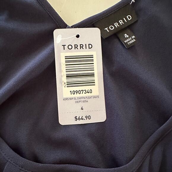 TORRID | Womens Chiffon Pleat Skate Dress NEW Size 4X Navy Blue Career Vacation - Picture 8 of 12